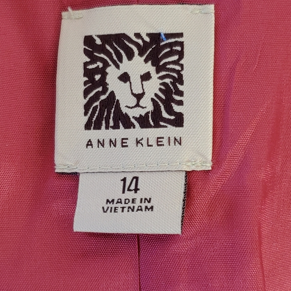 Anne Klein Linen Blend Blazer Size 14 Pink Structure Button Front Lined Jacket - Picture 12 of 13